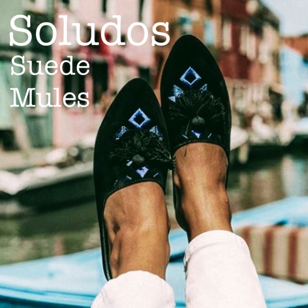 SOLUDOS Moroccan Suede Palazzo Mule Loafer NIB